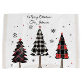 Personalized Plaid Christmas Trees Family Name Groot Cadeauzakje (Voorkant)
