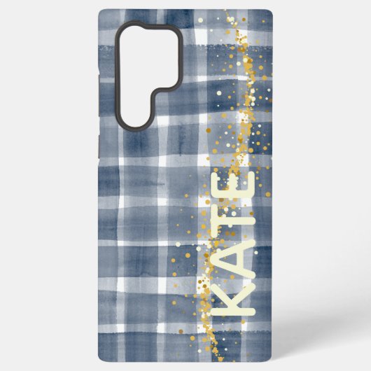 Personalized Plaid Samsung Galaxy Case with Name Hoesje (Achterkant)