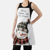 Personalized Plaid Snowman Christmas Family Name Schort (Insitu)