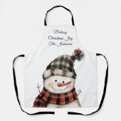 Personalized Plaid Snowman Christmas Family Name Schort (Voorkant)