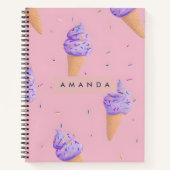Personalized Playful Pastel Ice Cream Cone Style Notitieboek (Voorkant)