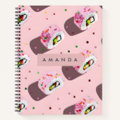 Personalized Playful Pink Sushi Roll Notitieboek (Voorkant)