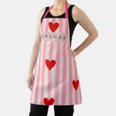 Personalized Playful Red Heart & Pink Stripe  Schort (Insitu)