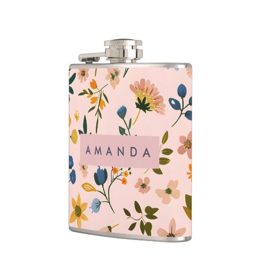 Personalized Playful Wildflower in Peach Heupfles (Links)