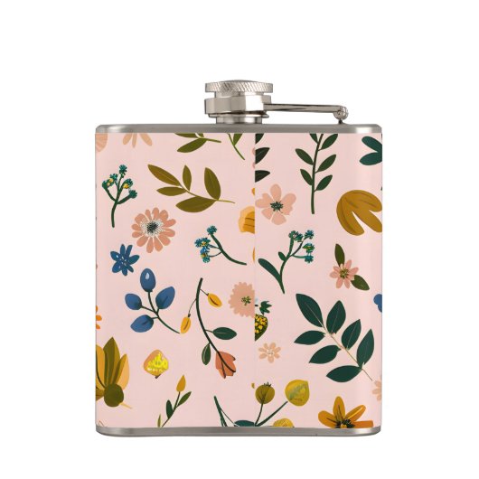 Personalized Playful Wildflower in Peach Heupfles (Achterkant)