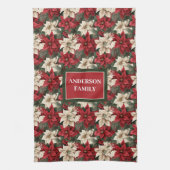 Personalized Poinsettia Towel Chic Christmas Style Theedoek (Verticaal)