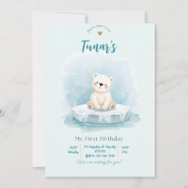Personalized Polar Bear Birthday Invitation Kaart