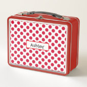 Personalized Polka Dot Metal Lunchbox (Devant)