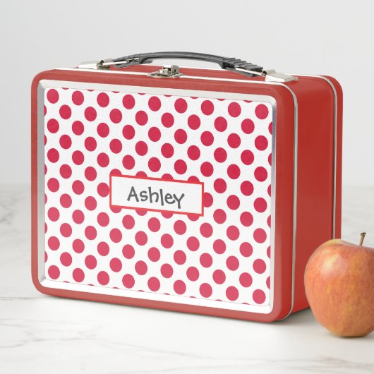 Personalized Polka Dot Metal Lunchbox (En situation)