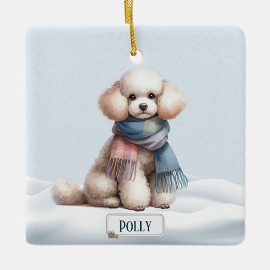 Personalized Poodle Christmas Ornament (Voorkant)