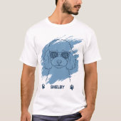 Personalized Poodle Dog Dad Ice Blue Brush T-Shirt (Devant)