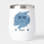 Personalized Poodle Dog Dad Ice Blue Wine Tumbler (Arrière)