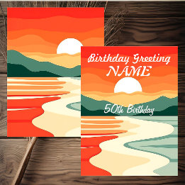 Personalized Pop Art Sunset Sunrise Beach Birthday