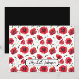Personalized Poppies Floral Botanical Note Card Notitiekaartje