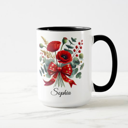 Personalized Poppy Flower Name Mug Gift (Droite)