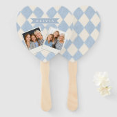 Personalized Preppy Soft Blue Fuzzy Argyle Name Handwaaier (Voorkant en achterkant)