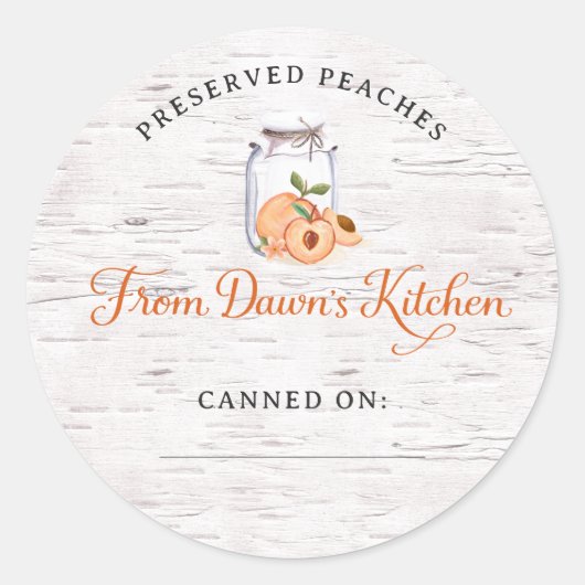 Personalized Preserved Peaches Canning Stickers (Devant)
