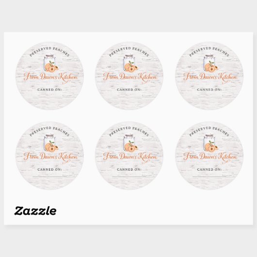 Personalized Preserved Peaches Canning Stickers (Feuille)