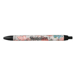 Personalized pretty classic floral Paisley pattern Zwarte Inkt Pen