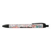 Personalized pretty classic floral Paisley pattern Zwarte Inkt Pen (Bovenkant)