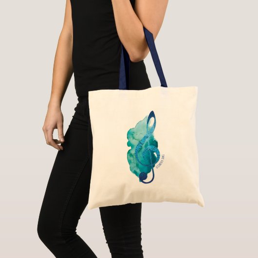 Personalized Pretty Teal Treble Clef Music Tote Bag (Voorkant (product))