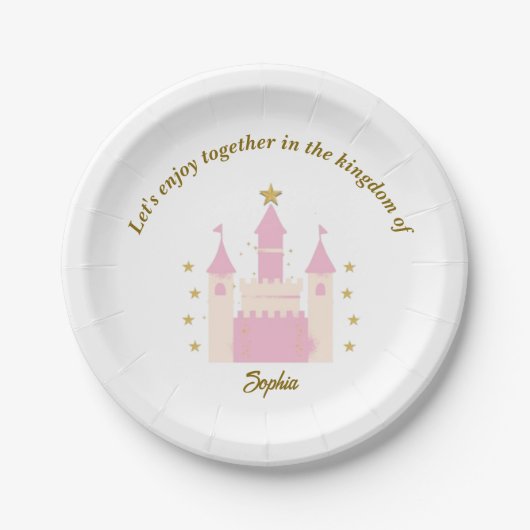 "Personalized Princess and Castle Plates | Magical Papieren Bordje (Voorkant)