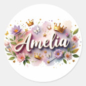 Personalized Princess Floral Name Stickers (Devant)