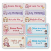 Personalized Princess Name Labels – Pastel Kawaii (Voorkant)