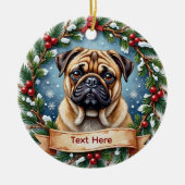 Personalized Pug Christmas Keramisch Ornament (Voorkant)