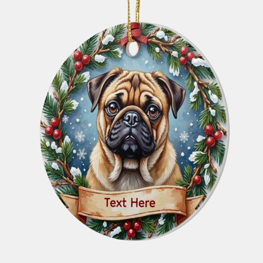 Personalized Pug Christmas Keramisch Ornament (Links)