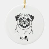 Personalized Pug Dog Christmas Keramisch Ornament (Voorkant)