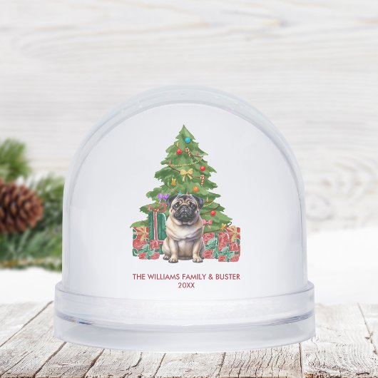 Personalized Pug Dog Christmas Sneeuwbol