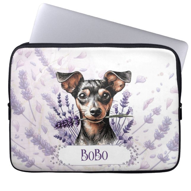 Personalized Pup – Min Pin Laptop Sleeve (Voorkant)