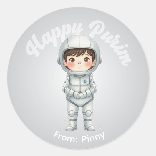 Personalized Purim Sticker – Boy Robot Theme (Voorkant)