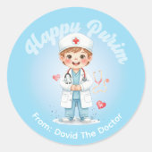 Personalized Purim Sticker – Doctor Theme (Devant)
