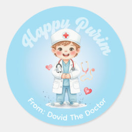 Personalized Purim Sticker – Doctor Theme