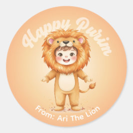 Personalized Purim Sticker – Lion Theme