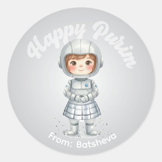 Personalized Purim Sticker – Robot Theme (Voorkant)