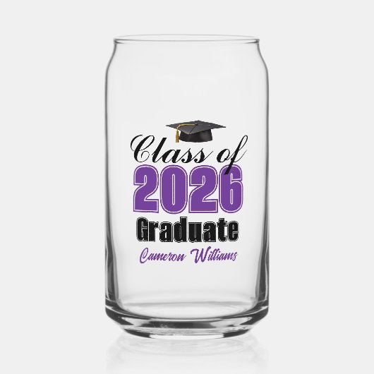 Personalized Purple Class of 2026 Graduation Blikvorm Glas (Voorkant)