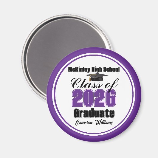 Personalized Purple Class of 2026 Graduation Party Magneet (Voorkant / Achterkant)