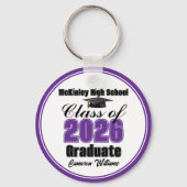 Personalized Purple Class of 2026 Graduation Party Sleutelhanger (Achterkant)