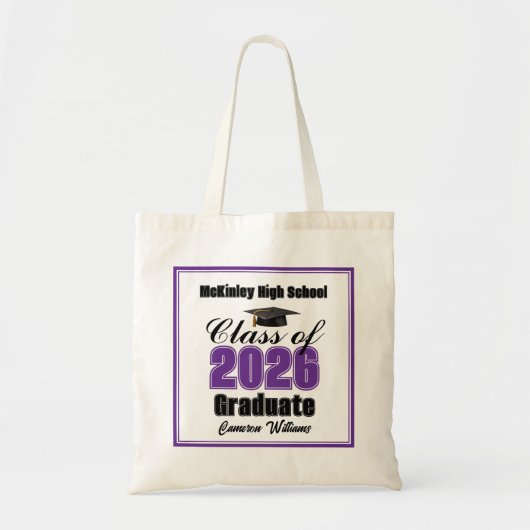 Personalized Purple Class of 2026 Graduation Party Tote Bag (Voorkant)