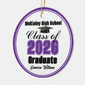 Personalized Purple Class of 2026 Graduation Photo Keramisch Ornament (Links)