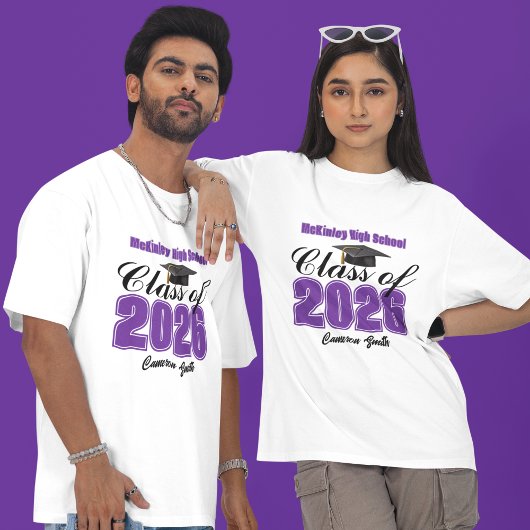 Personalized Purple Class of 2026 Graduation T-shirt