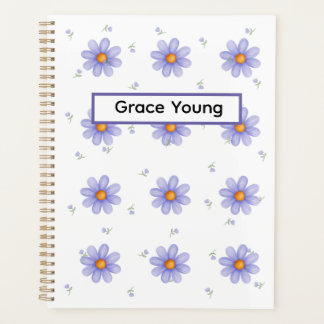 Personalized Purple Daisy Notebook Custom Name Planner