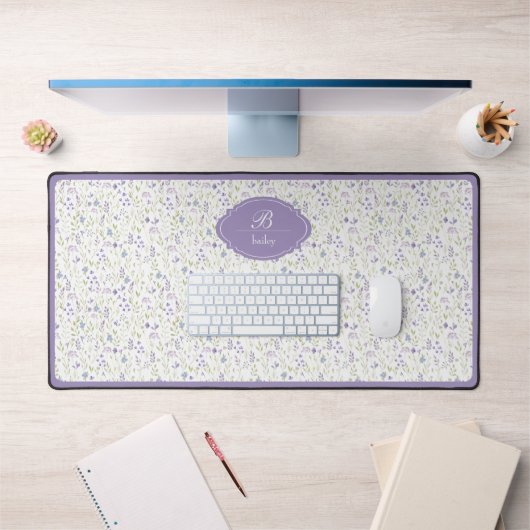 Personalized Purple Floral Bureaumat (Kantoor 1)