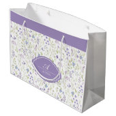 Personalized Purple Floral Monogram Groot Cadeauzakje (Achterkant Gekanteld)