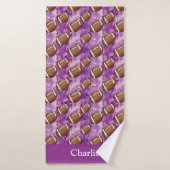 Personalized Purple Football Kids (Serviette de bain)