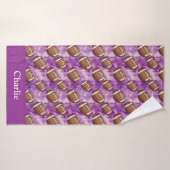 Personalized Purple Football Kids (Serviette de bain)