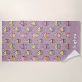 Personalized Purple Glitter Cupcake Strandlaken (Voorkant)
